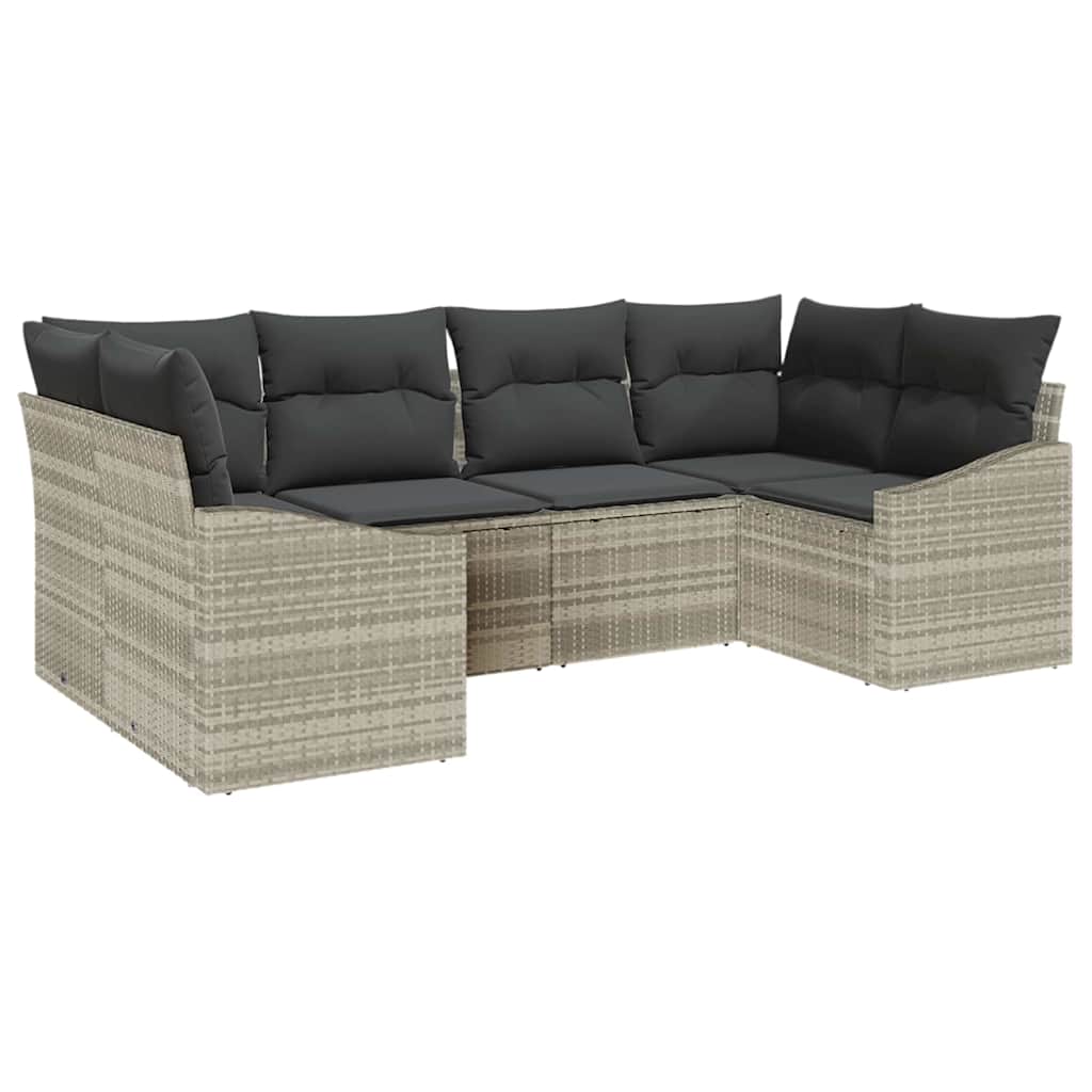 Sofa Sæt 6 stk. Lysegrå polyrattan
