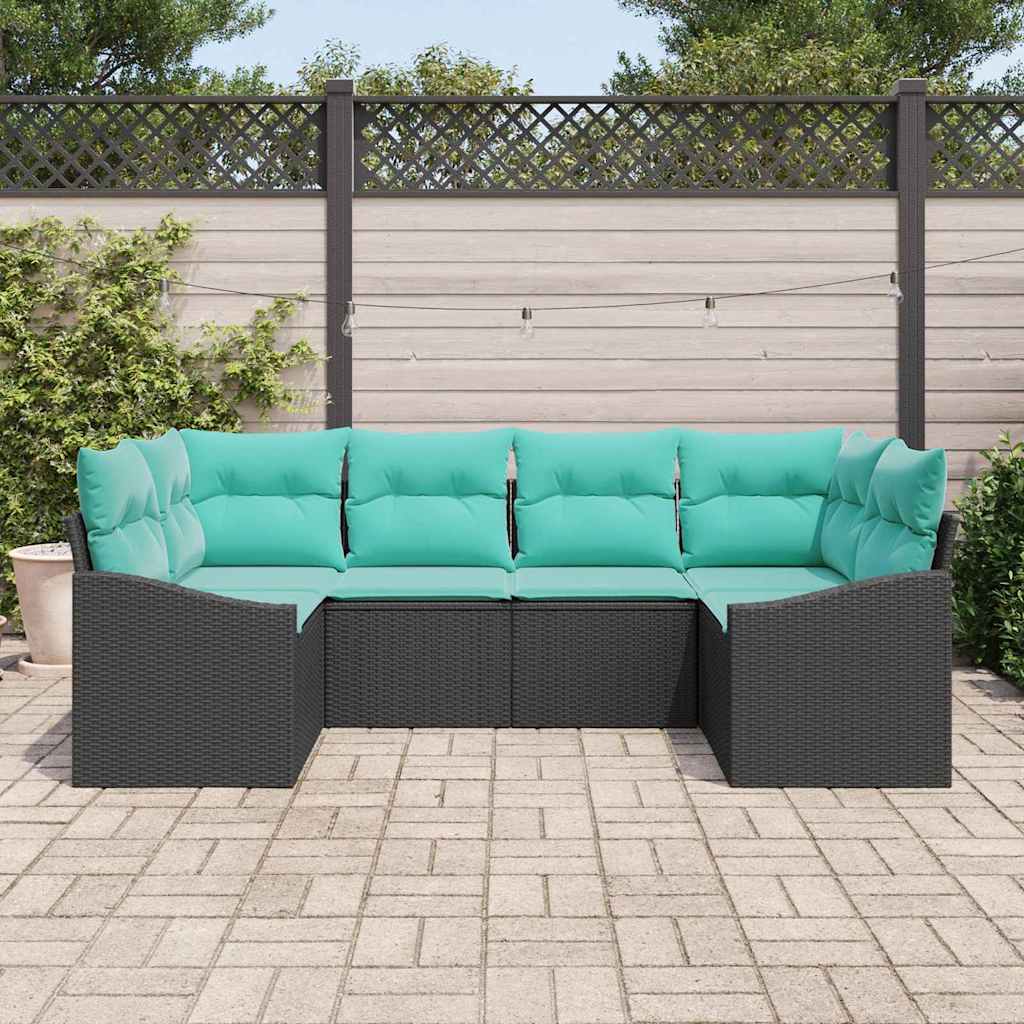 Sofa Sæt 6 stk. Sort polyrattan