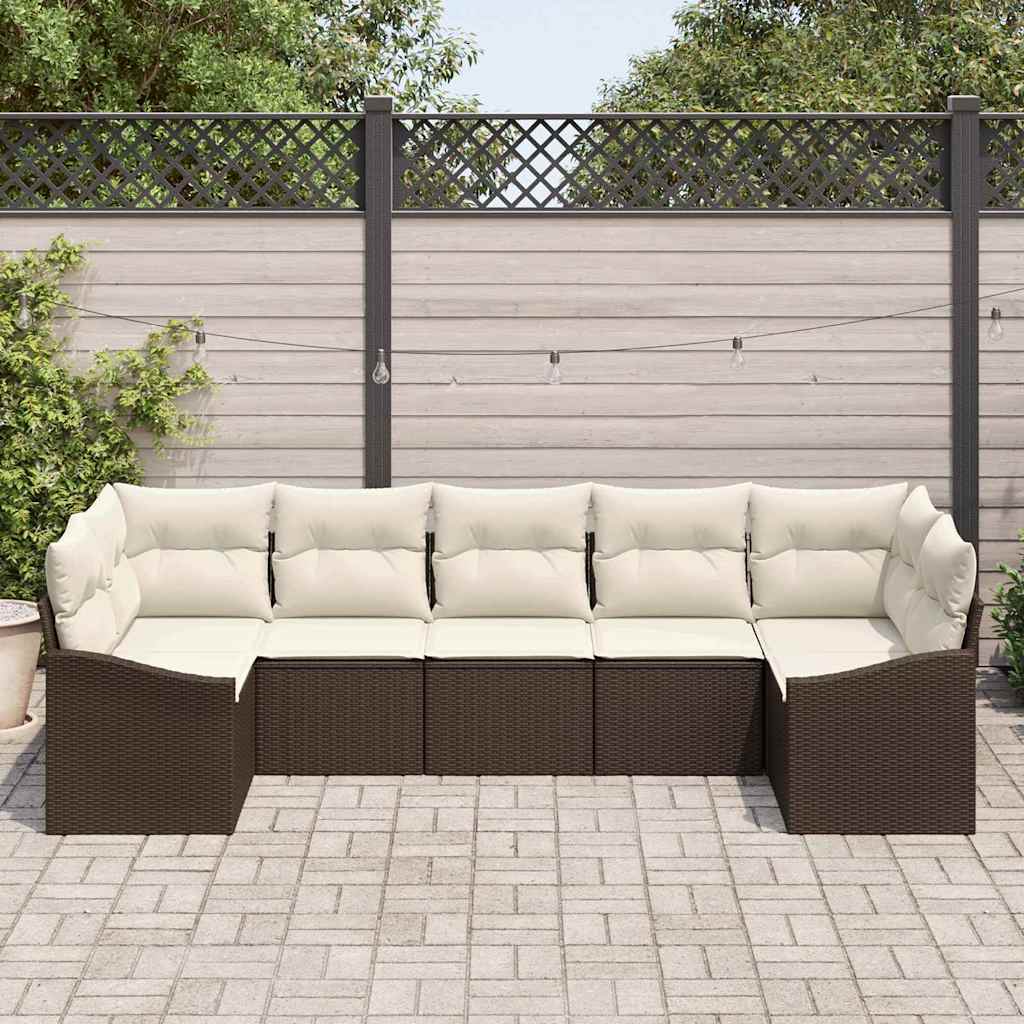 Sofa Sæt 7 stk. Brun polyrattan
