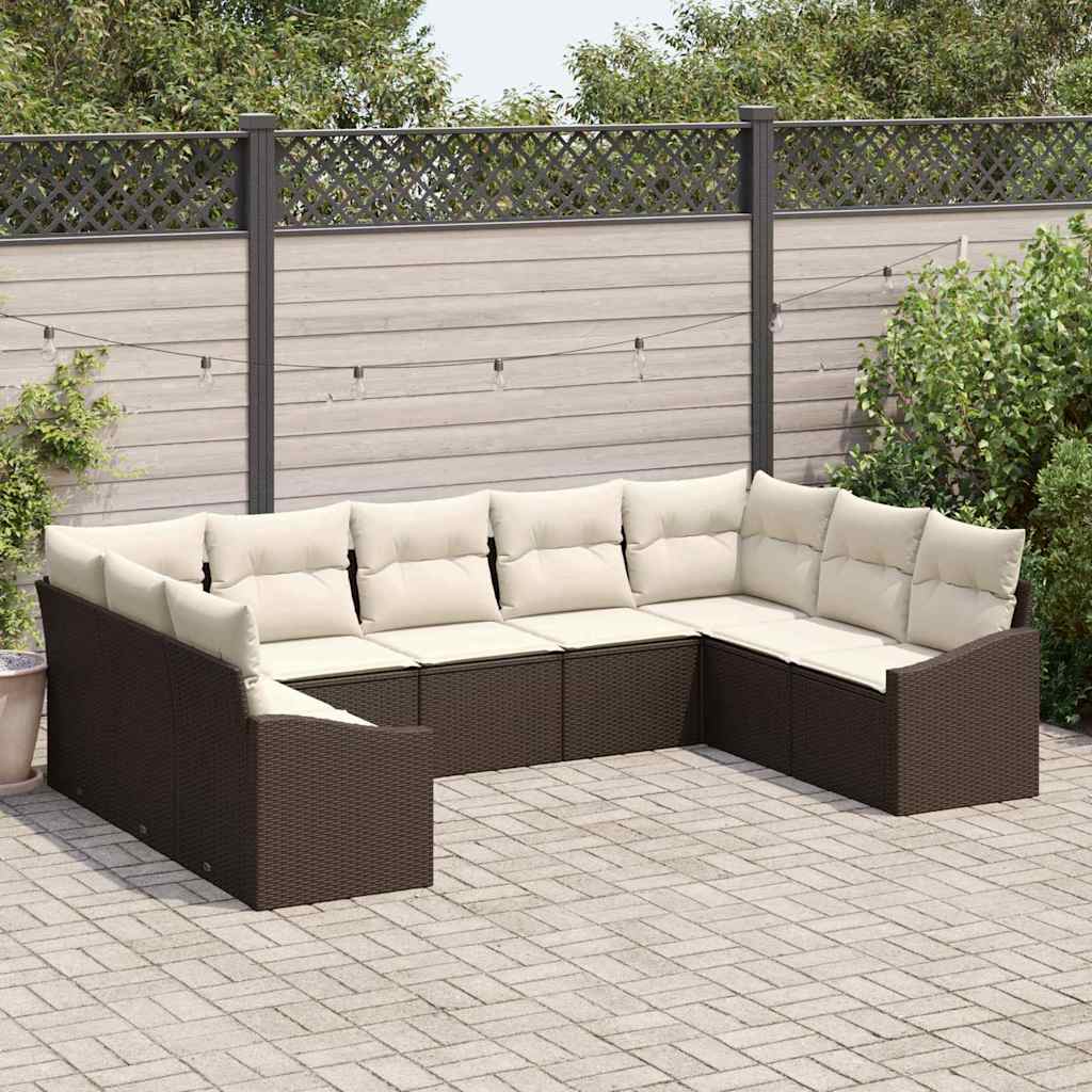 Sofa Sæt 9 stk. Brun polyrattan