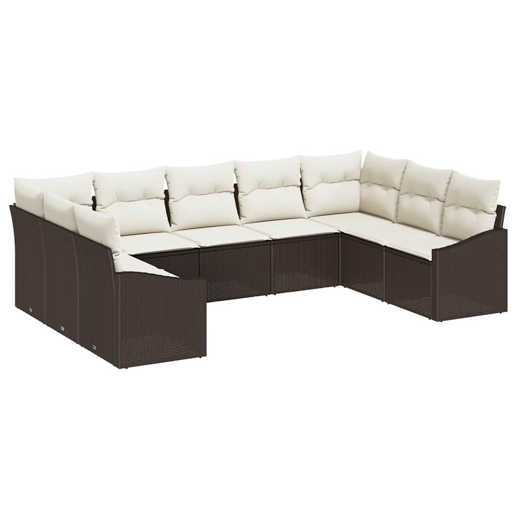 Sofa Sæt 9 stk. Brun polyrattan