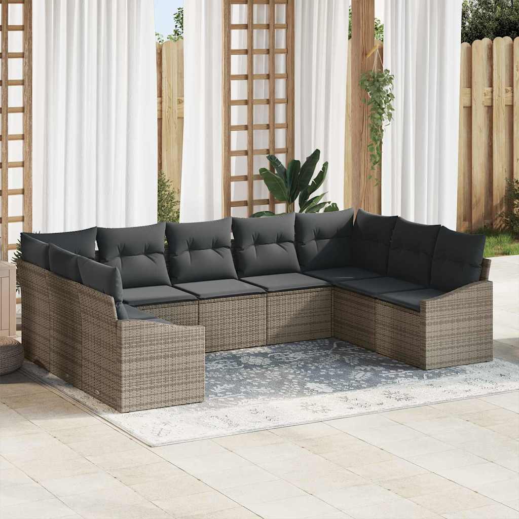 Sofa Sæt 9 stk. Grå polyrattan