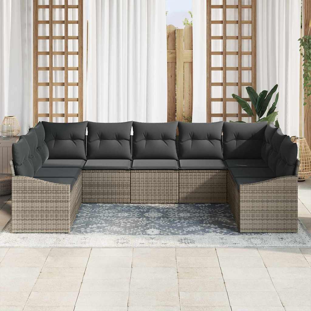 Sofa Sæt 9 stk. Grå polyrattan