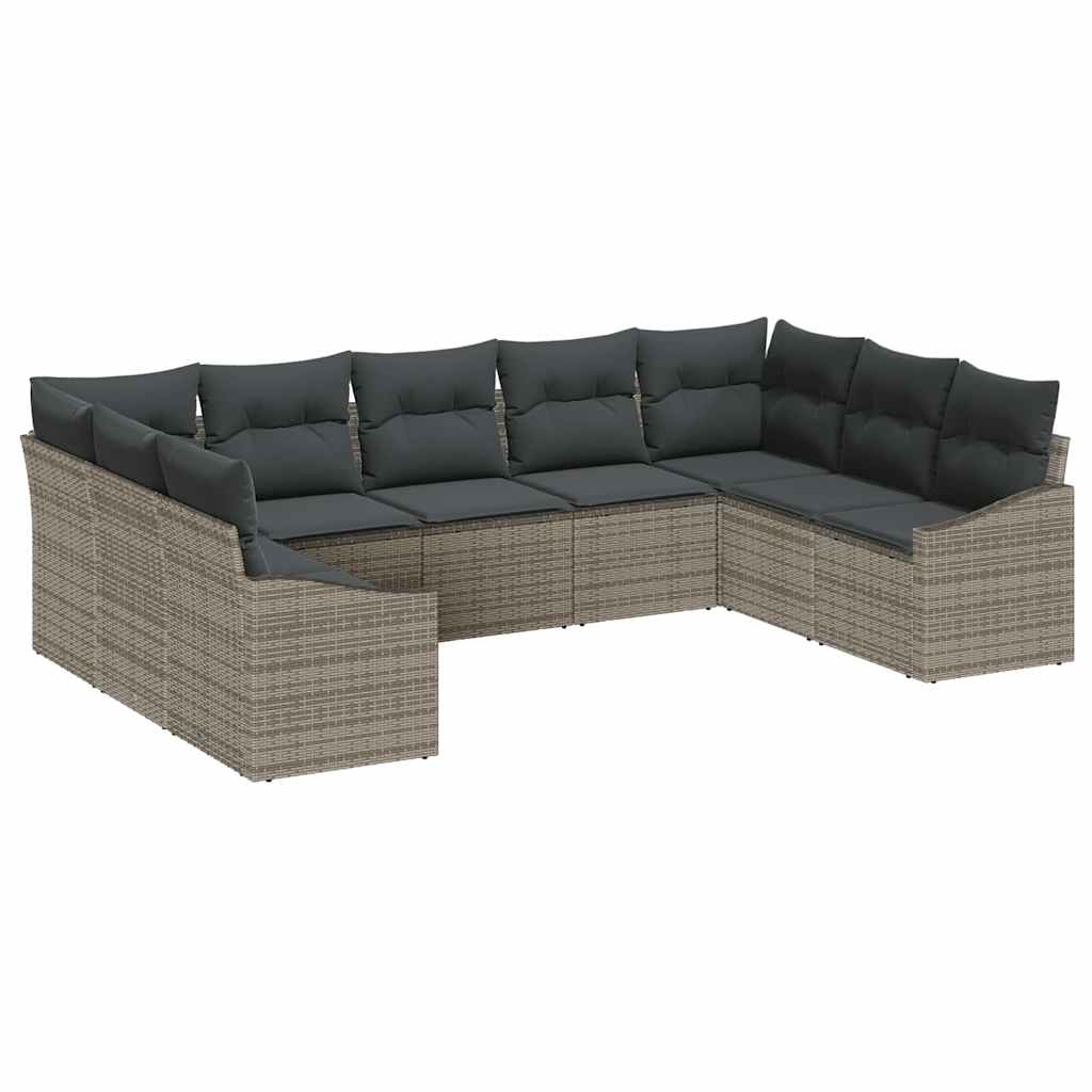 Sofa Sæt 9 stk. Grå polyrattan