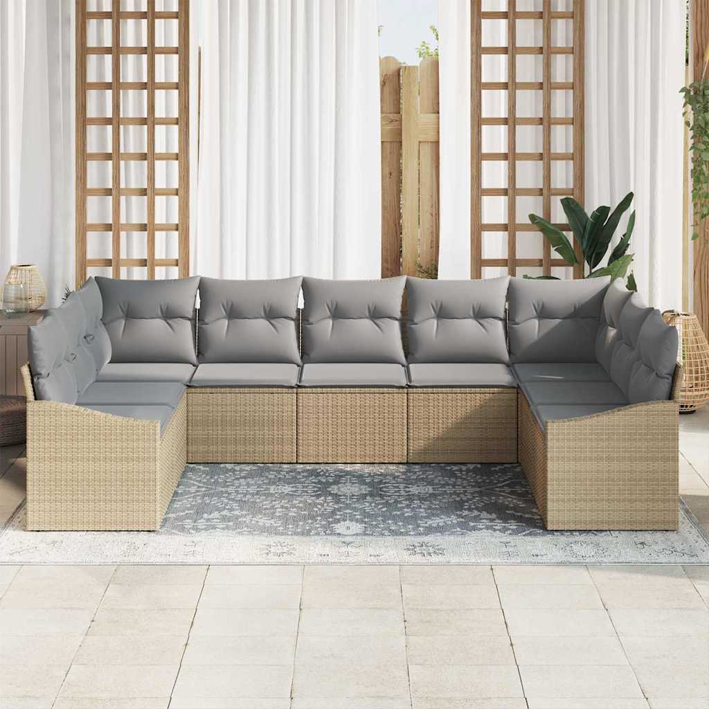 Sofa Sæt 9 stk. Beige polyrattan