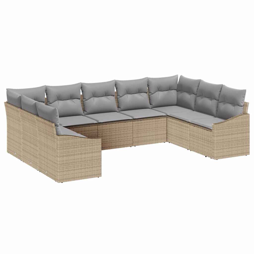 Sofa Sæt 9 stk. Beige polyrattan