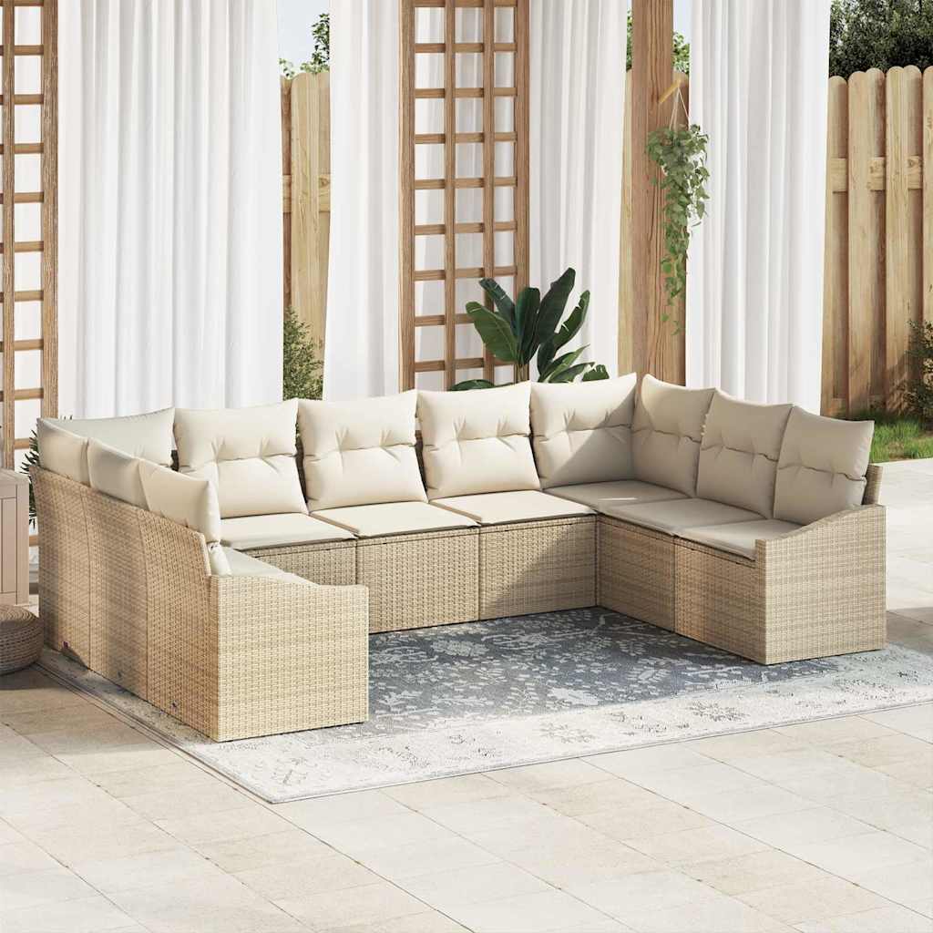 Sofa Sæt 9 stk. Beige polyrattan