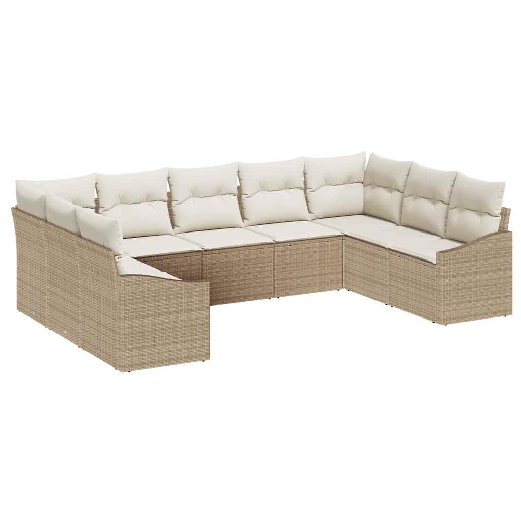 Sofa Sæt 9 stk. Beige polyrattan