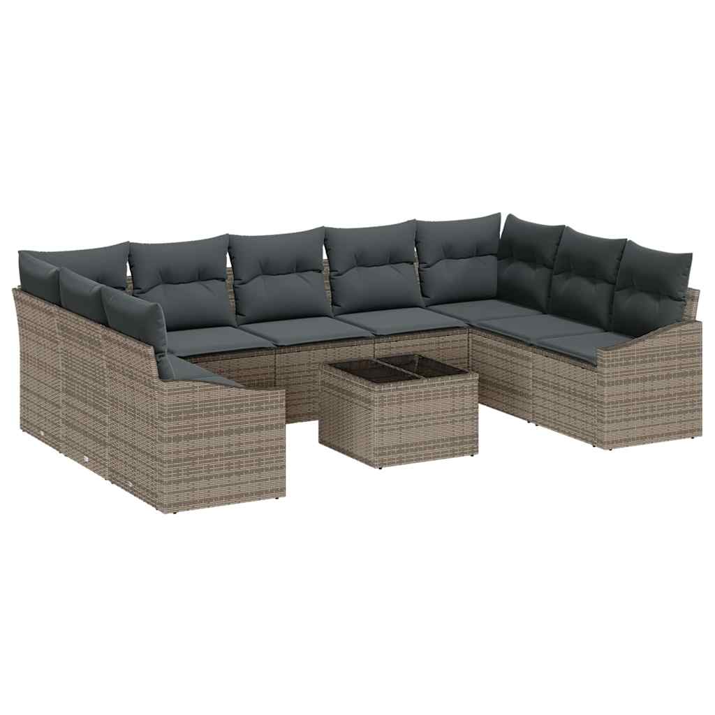 Sofa Sæt 10 stk. Grå polyrattan