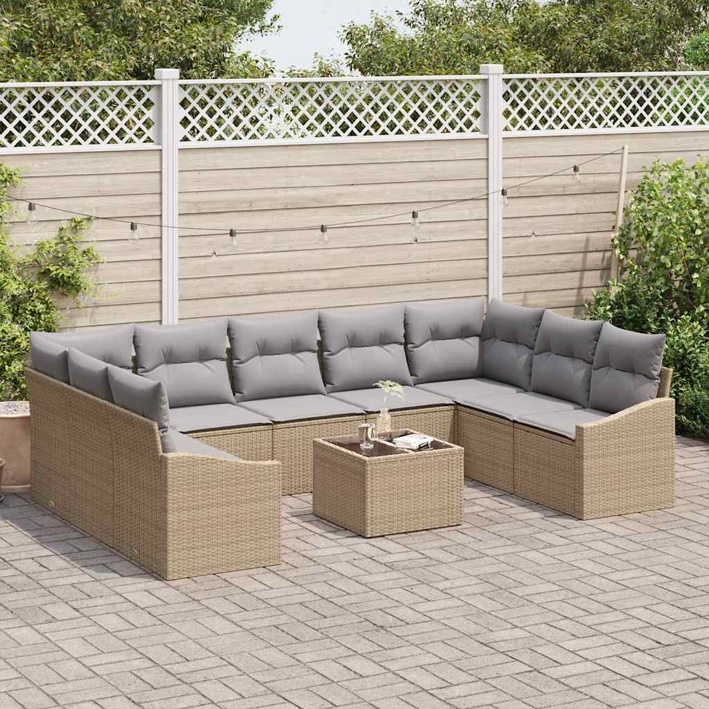 Sofa Sæt 10 stk. Beige polyrattan