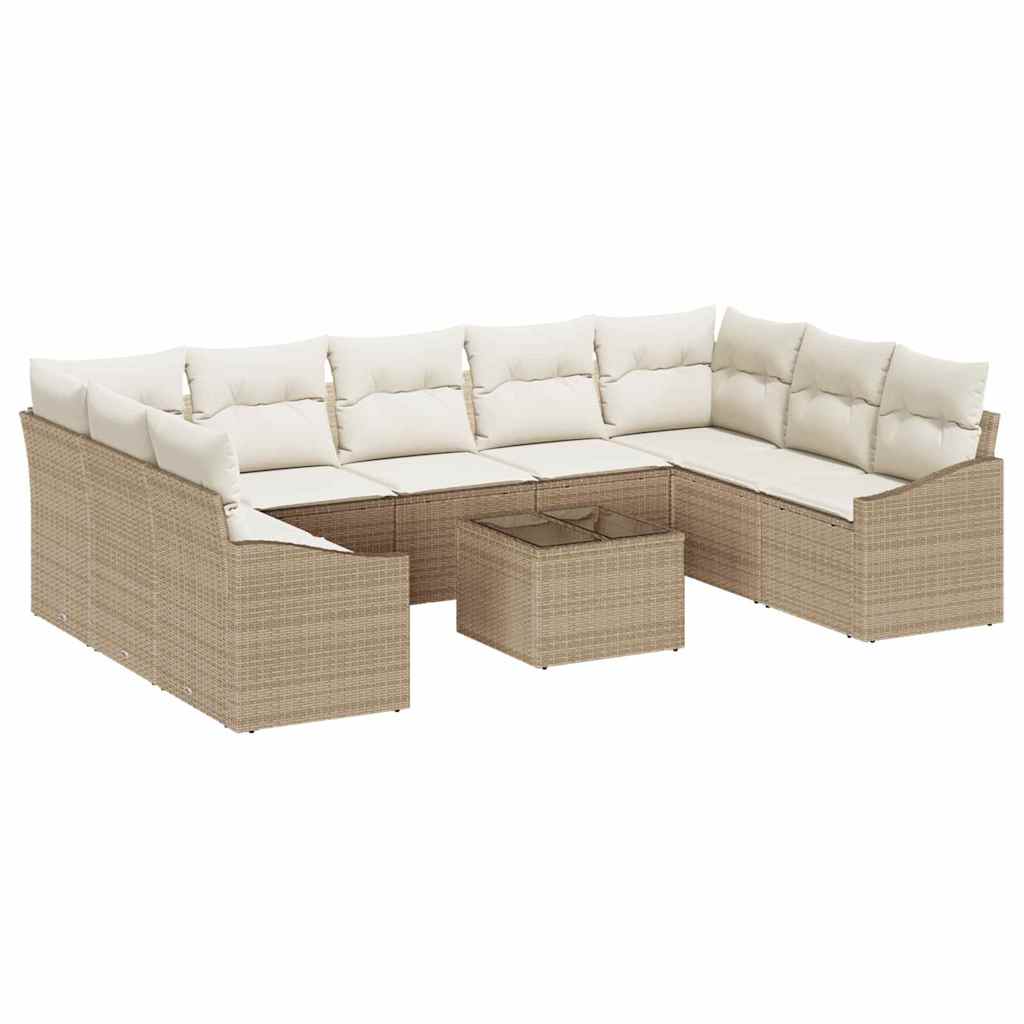 Sofa Sæt 10 stk. Beige polyrattan