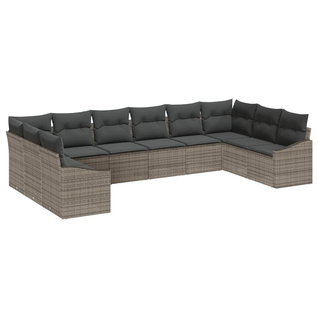 Sofa Sæt 10 stk. Grå polyrattan