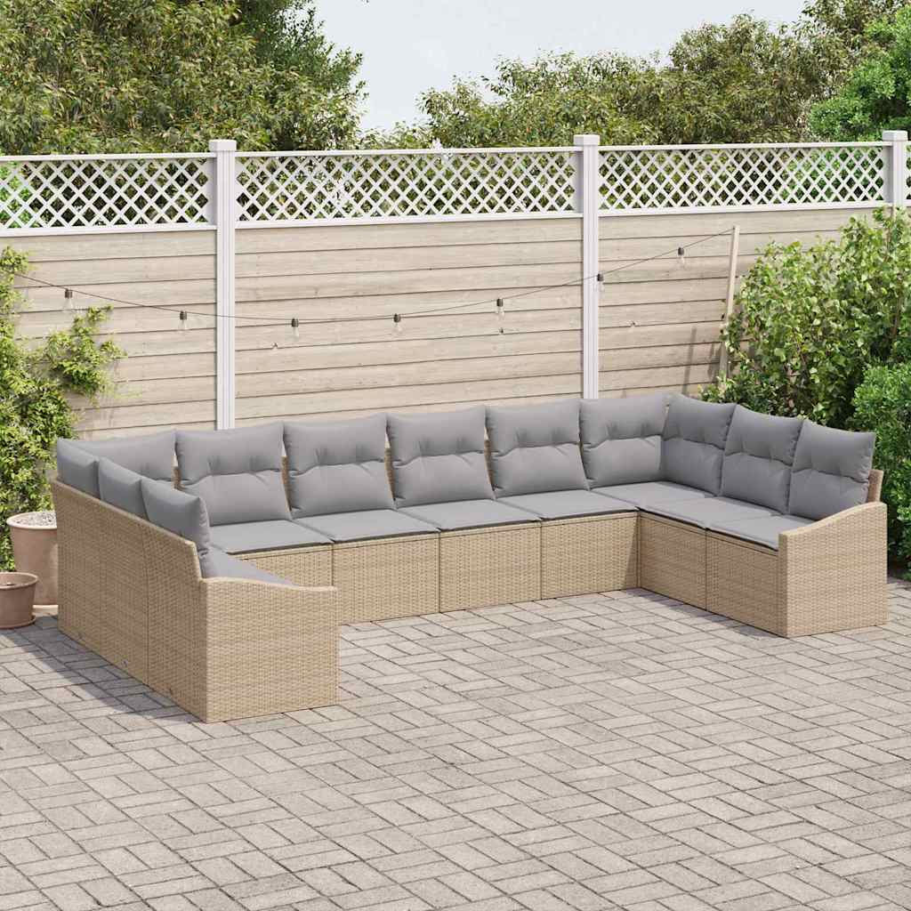Sofa Sæt 10 stk. Beige polyrattan