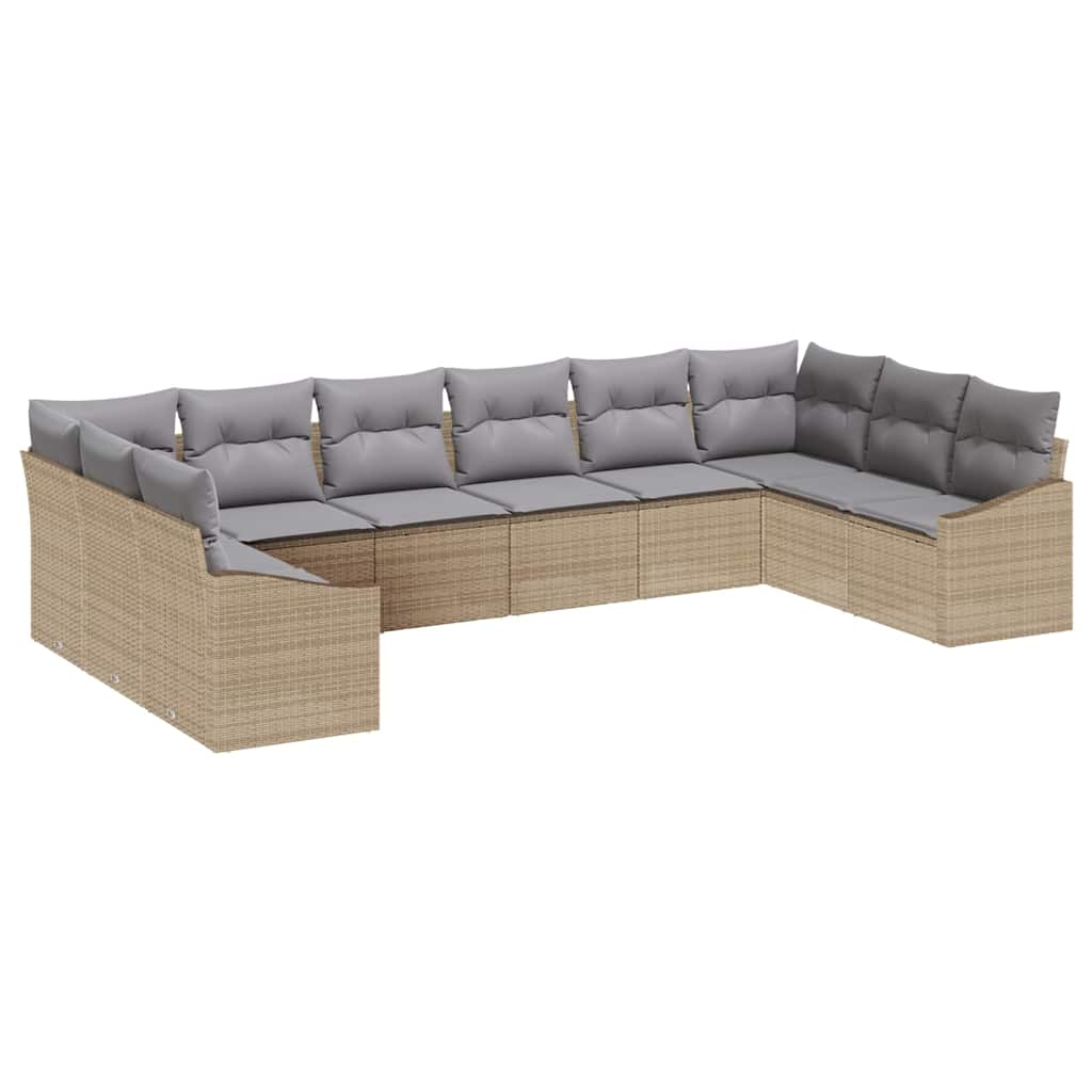 Sofa Sæt 10 stk. Beige polyrattan