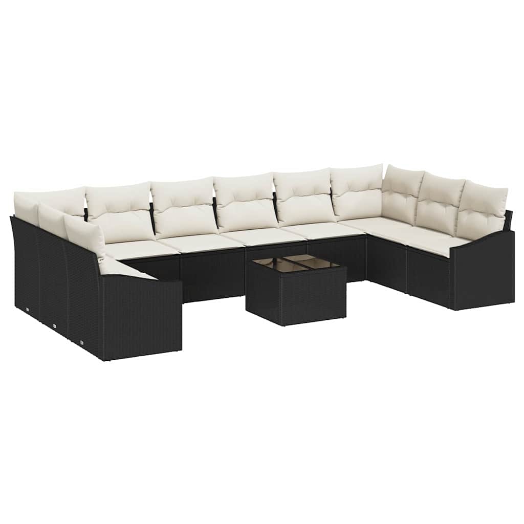 Sofa Sæt 11 stk. Sort polyrattan