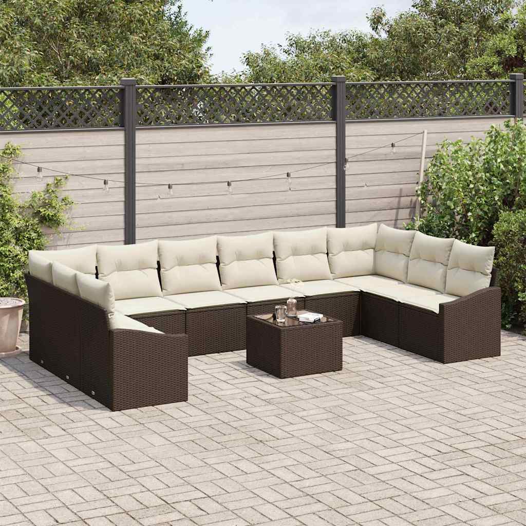 Sofa Sæt 11 stk. Brun polyrattan