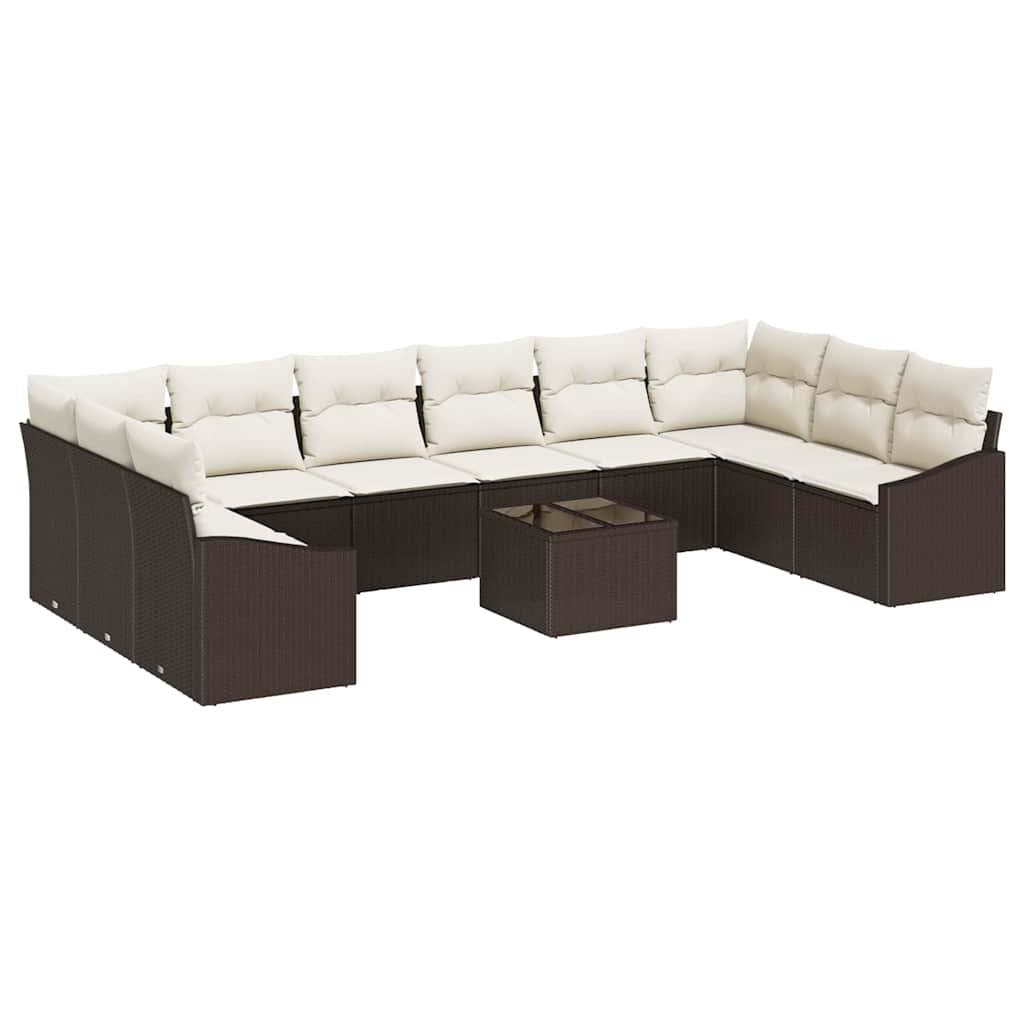 Sofa Sæt 11 stk. Brun polyrattan