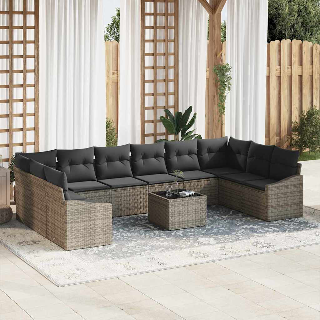 Sofa Sæt 11 stk. Grå polyrattan