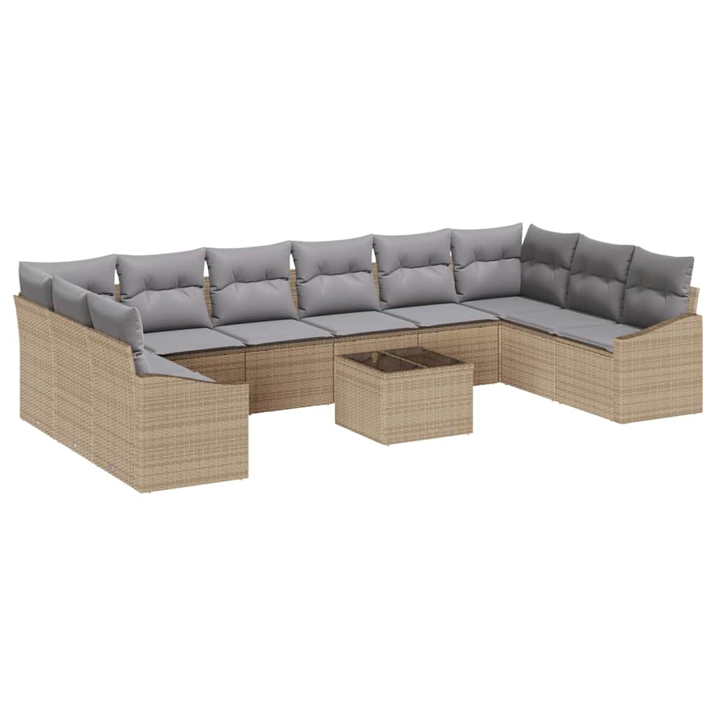 Sofa Sæt 11 stk. Beige polyrattan