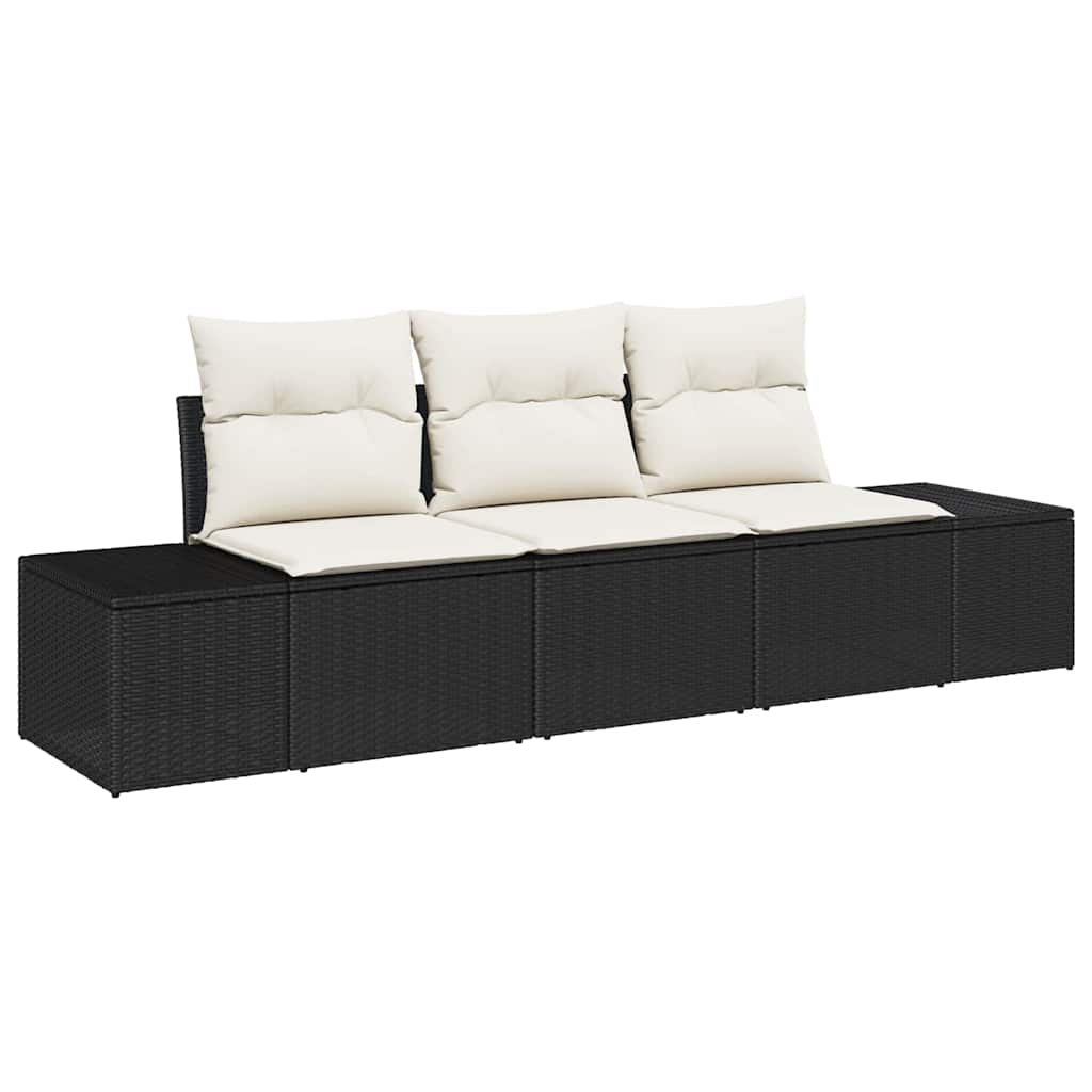 Sofa Sæt 3 stk. Sort polyrattan
