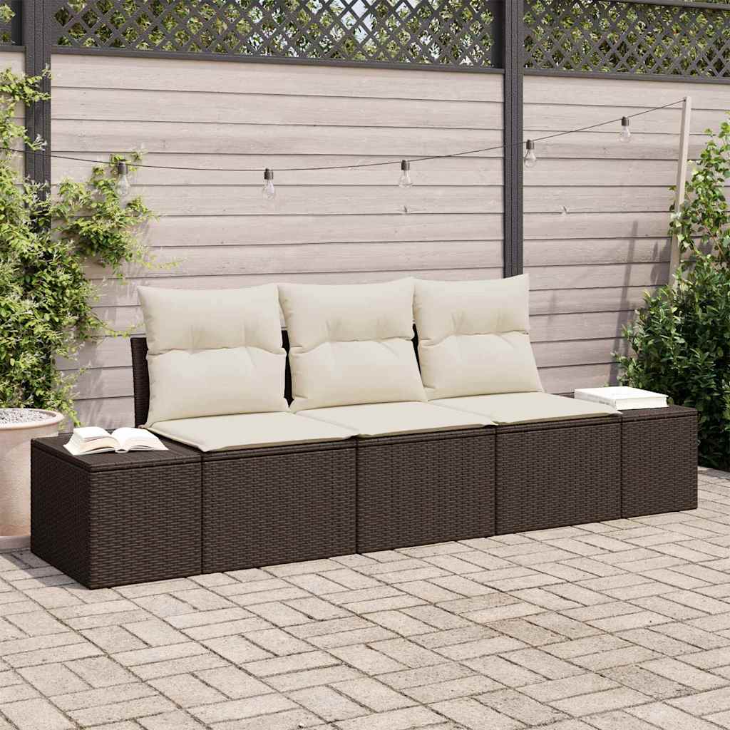 Sofa Sæt 3 stk. Brun polyrattan