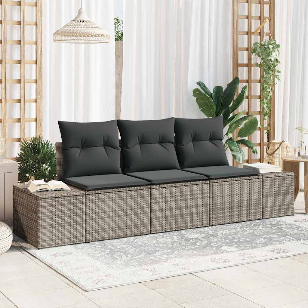 Sofa Sæt 3 stk. Grå polyrattan