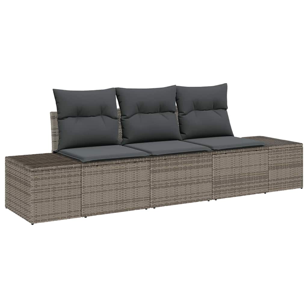 Sofa Sæt 3 stk. Grå polyrattan