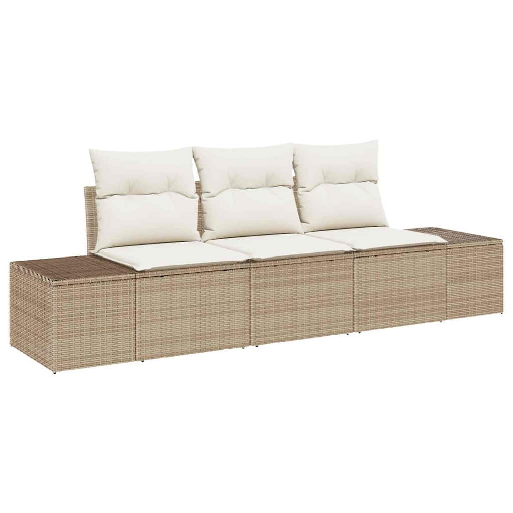 Sofa Sæt 3 stk. Beige polyrattan