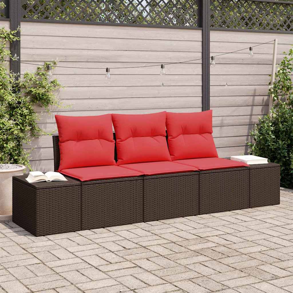 Sofa Sæt 3 stk. Brun polyrattan