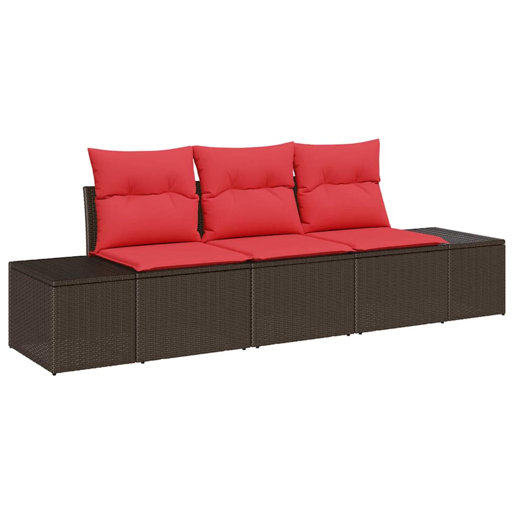 Sofa Sæt 3 stk. Brun polyrattan
