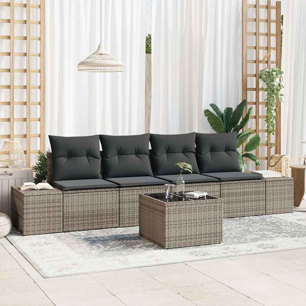 Sofa Sæt 5 stk. Grå polyrattan