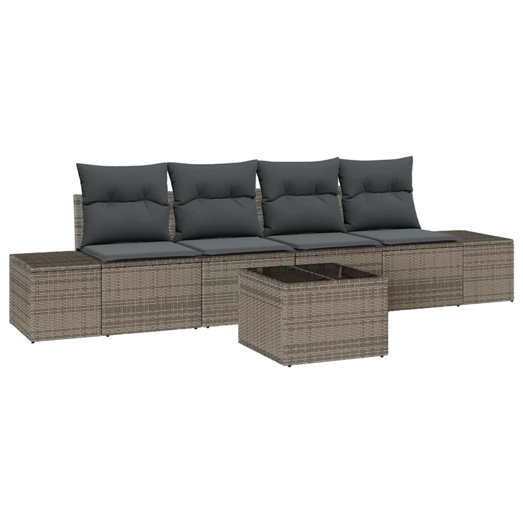 Sofa Sæt 5 stk. Grå polyrattan