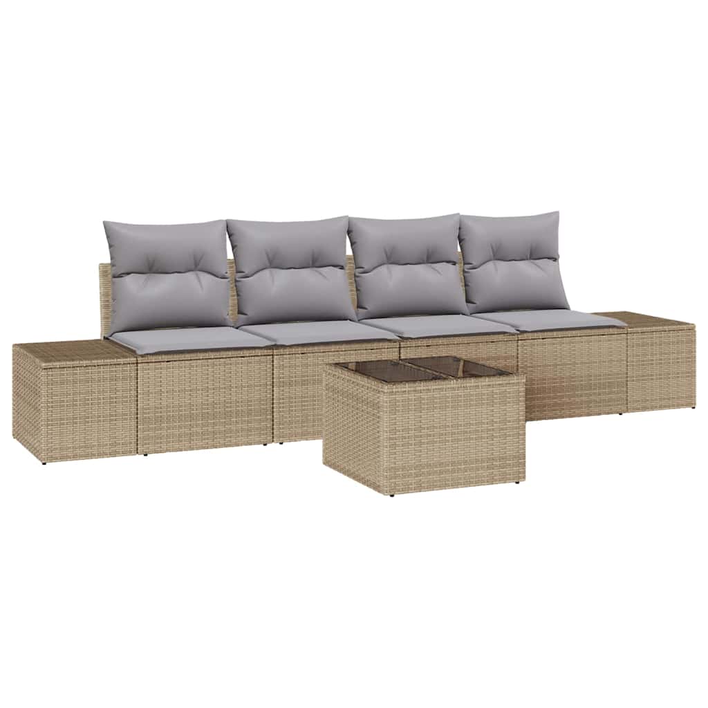 Sofa Sæt 5 stk. Beige og lys grå polyrattan