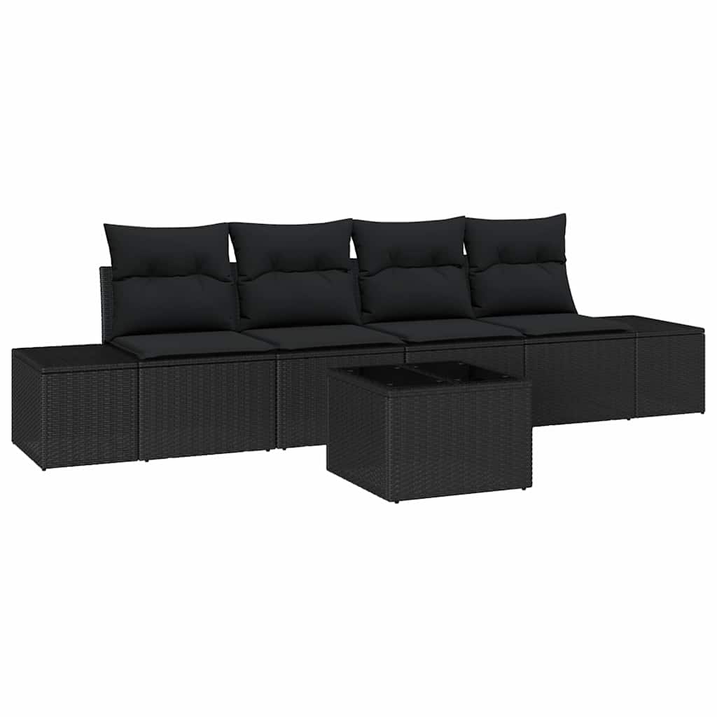 Sofa Sæt 5 stk. Sort polyrattan