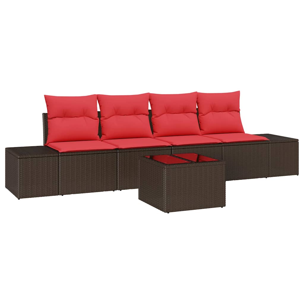 Sofa Sæt 5 stk. Brun polyrattan