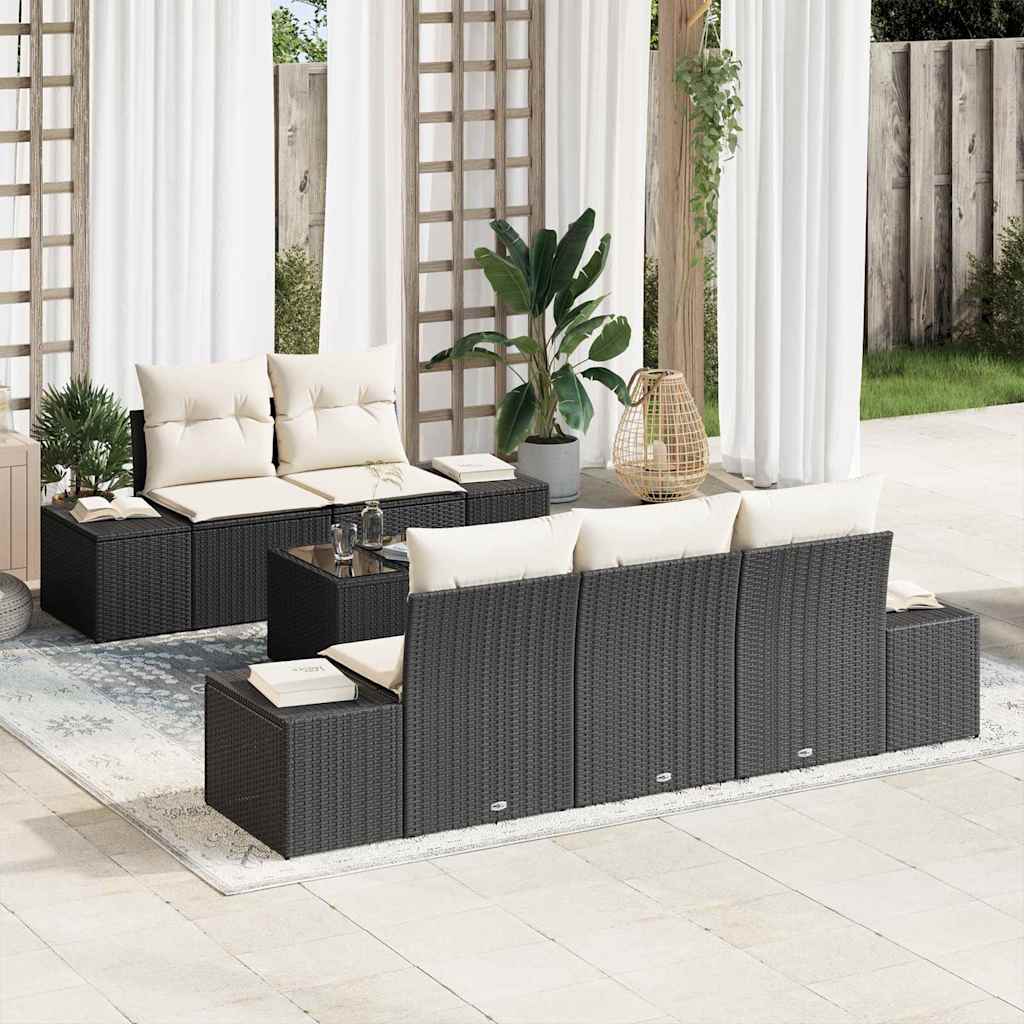 Havesofa Sæt Sort polyrattan