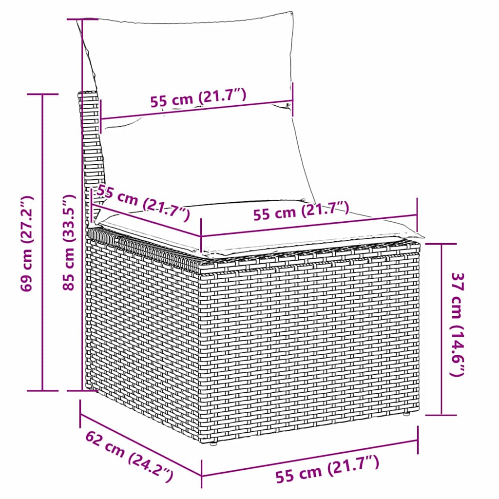 Havesofa Sæt Sort polyrattan
