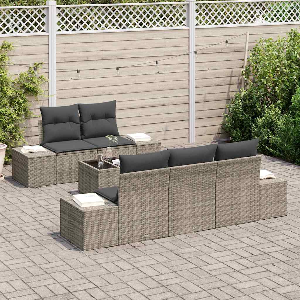 Havesofa Sæt 6 stk. Grå polyrattan