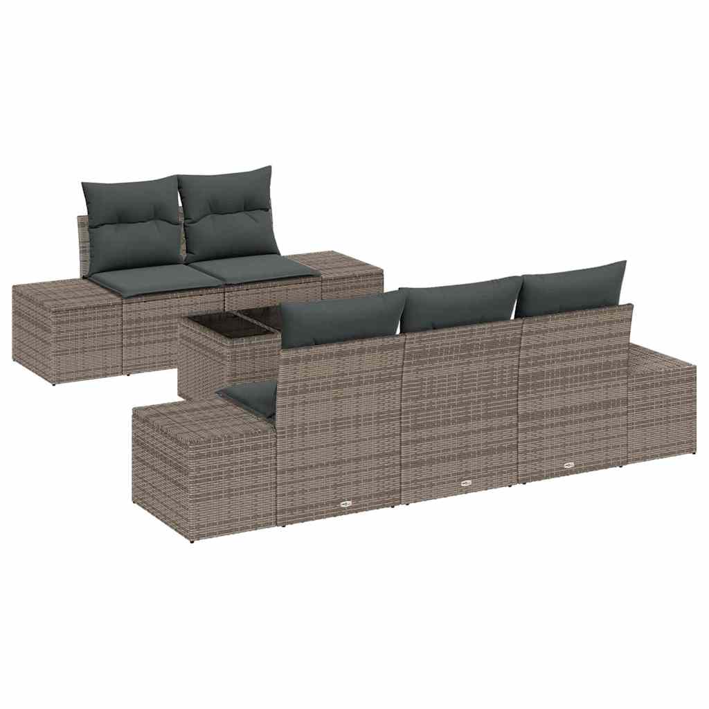 Havesofa Sæt 6 stk. Grå polyrattan