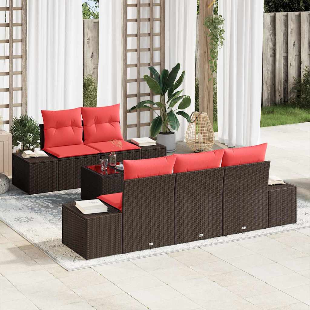 Havesofa Sæt 6 stk. Brun polyrattan