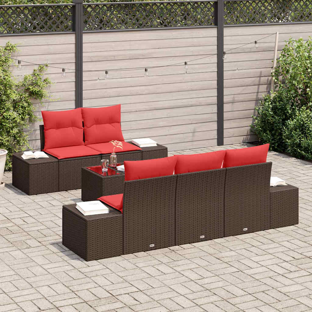 Havesofa Sæt 6 stk. Brun polyrattan