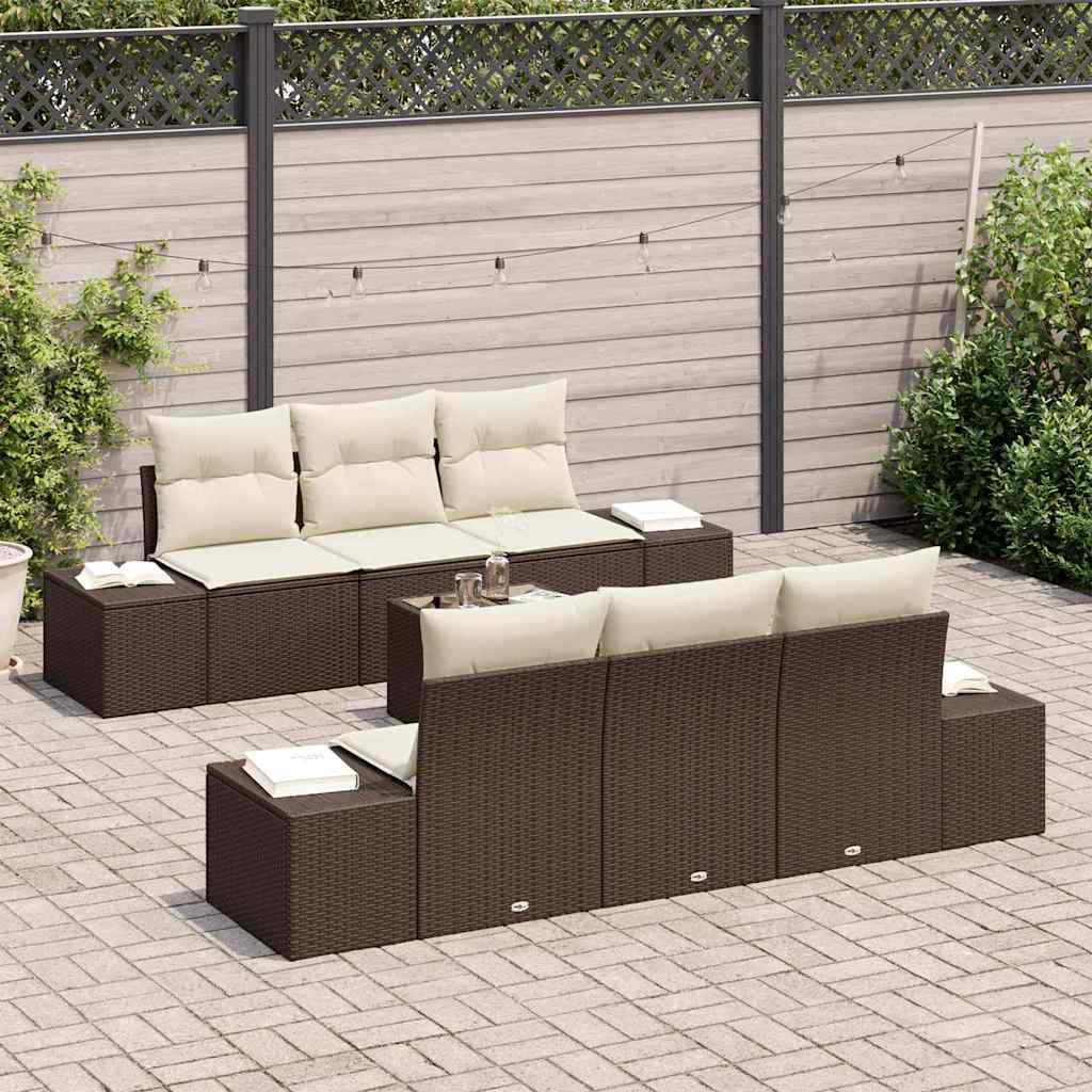 Havesofa Sæt 7 stk. Brun polyrattan