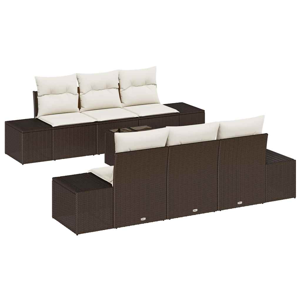 Havesofa Sæt 7 stk. Brun polyrattan