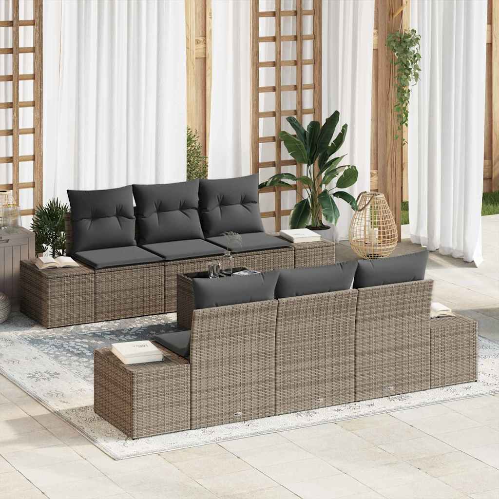 Havesofa Sæt 7 stk. Grå polyrattan