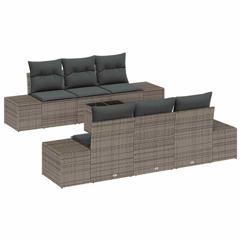 Havesofa Sæt 7 stk. Grå polyrattan