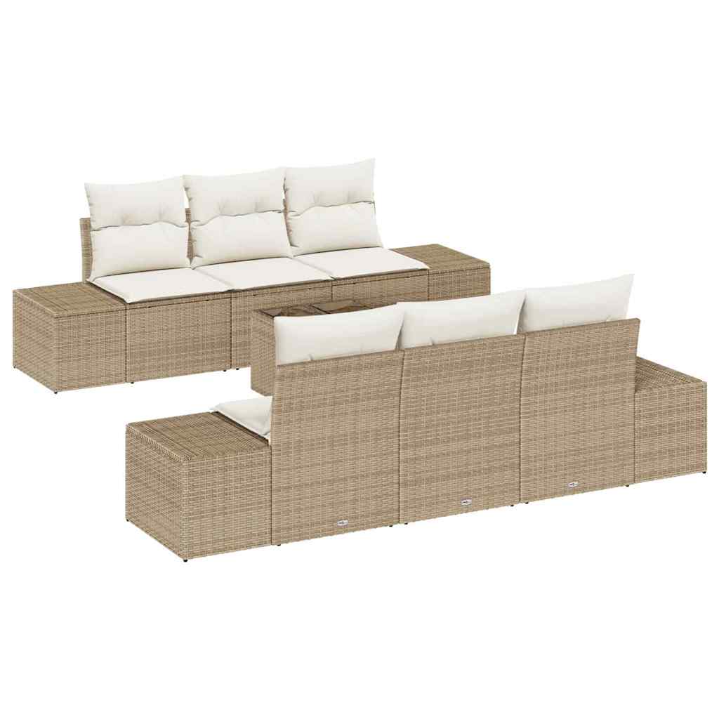 Havesofa Sæt 7 stk. Beige polyrattan