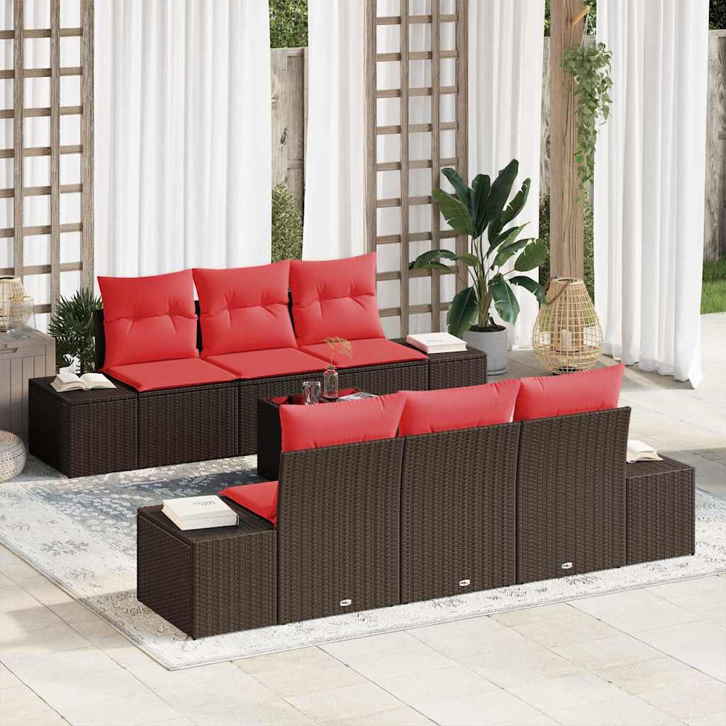 Havesofa Sæt 7 stk. Brun polyrattan