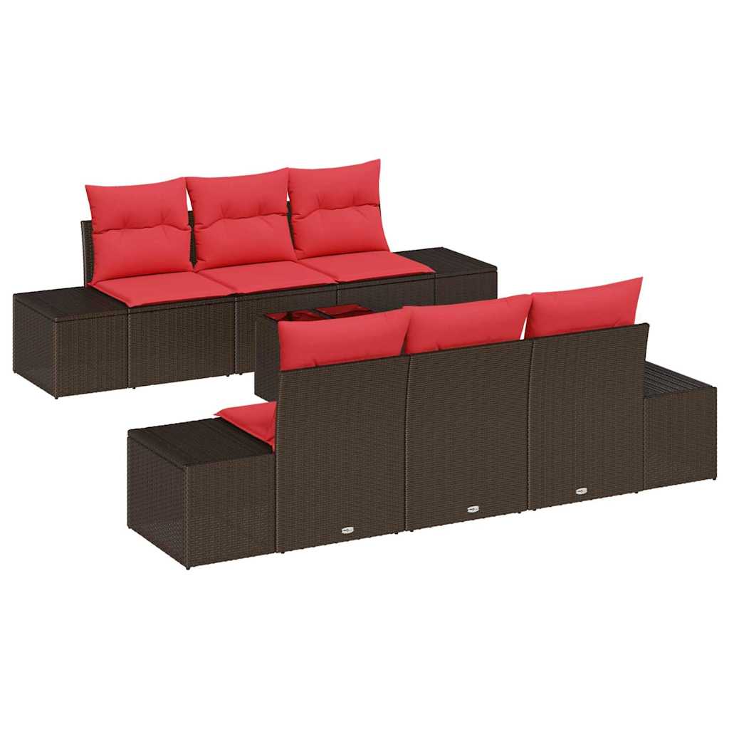 Havesofa Sæt 7 stk. Brun polyrattan