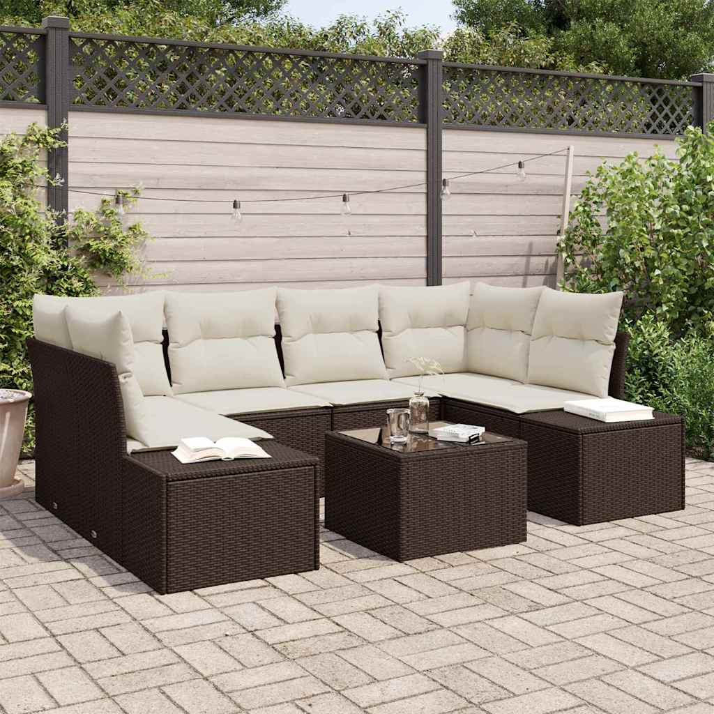 Havesofa Sæt 7 stk. Brun polyrattan