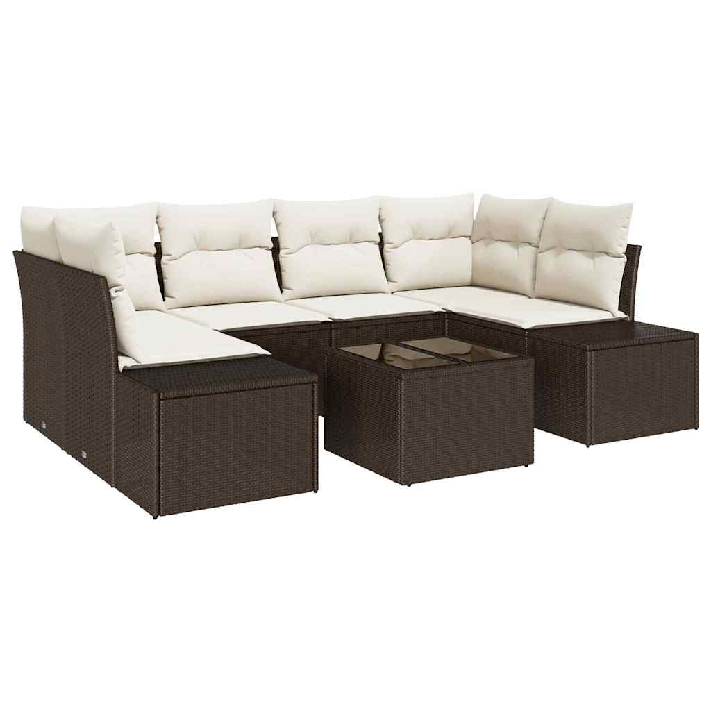 Havesofa Sæt 7 stk. Brun polyrattan